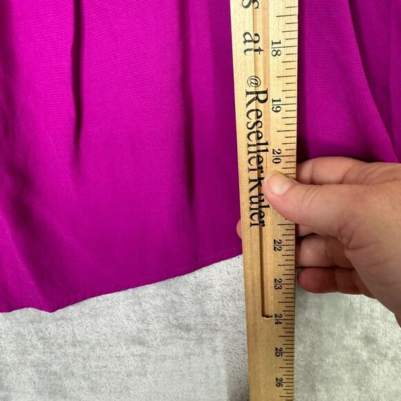 LOFT Top Womens Large Purple Tank Pleated Applique Lace Rayon - Picture 8 of 8